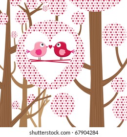 Love bird.Valentine card.