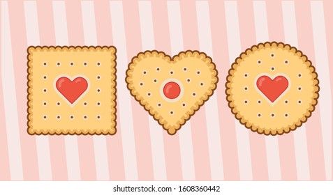 Love biscuits flat vector illustration