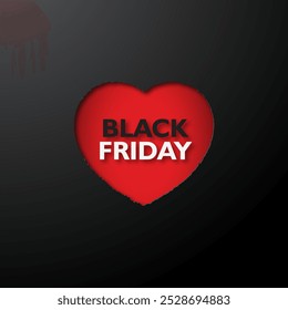 Love Black Friday Banner papercut style Background Illustration