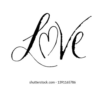LOVE black vector ruling pen calligraphy banner