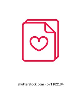love blank thin line red icon on white background, happy valentine day