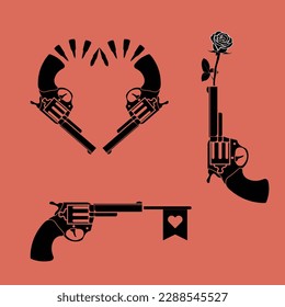 Liebe im Blut - Kreatives Romantisches Konzept mit Waffen und Pilzen
