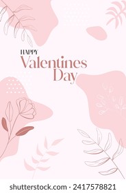 Love in Bloom Pink Gradient Card Featuring a Bouquet of Roses, Tulips, and Lilies. Green Leaves Surround the Flowers. 'Happy Valentine's Day' in Graceful Pink Script Font Above