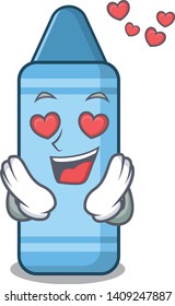 In love blue crayon in the character shape