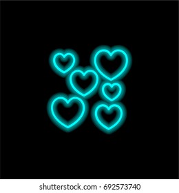 Love blue glowing neon ui ux icon. Glowing sign logo vector