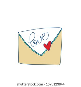 Love. Blue inscription about love, on a white background. Cute greeting card, sticker or print made in the style of lettering and calligraphy. Cool inscription for Valentine's Day.