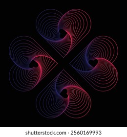 Love blue pink gradient vector in black