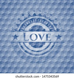 Love blue polygonal emblem. Vector Illustration. Detailed.