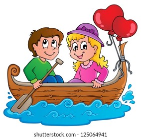 Love boat theme image 1 - vector illustration.