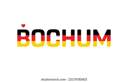 Me encanta Bochum, Diseño tipográfico, Bandera de Alemania corporativa en Bochum, Bochum, Vector Bochum, Amor, Vector, Bandera de Alemania, Amo Alemania