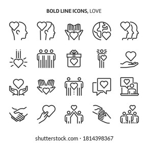 Love, bold line icons. The illustrations are a vector, editable stroke, 48x48 pixel perfect files. Crafted with precision and eye for quality.