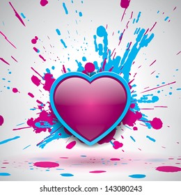 Love bomb, color explosion, vector bang, bright spray pink and blue paint