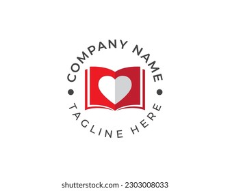 Love Book Heart  Logo Concept sign icon symbol Element Design. E-book, Graduation, Education, Library, Book Store and Academy Logotype. Vector illustration template