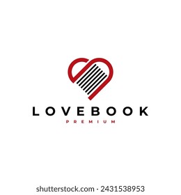 LOVE BOOK HEART LOGO VECTOR ICON ILLUSTRATION