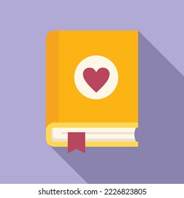 Love book icon flat vector. Interior house. Cute study