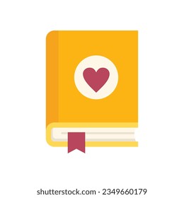 Love book icon flat vector. Interior house. Cute study isolated