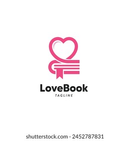 Love Book, logo combina un libro y una forma de amor Logo Symbol Design Plantilla Flat Style Vector