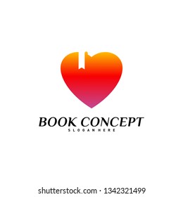 Love Book Logo concept. Heart Learning Education Logo Design Template Vector. Icon Symbol