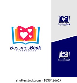 Plantilla vectorial de diseño del logotipo del libro de amor, Concepto de diseño del libro de ilustraciones, símbolo de icono