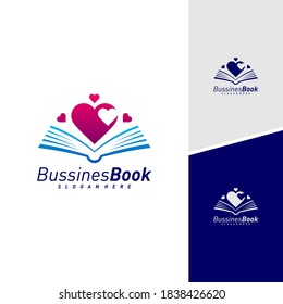 Plantilla vectorial de diseño del logotipo del libro de amor, Concepto de diseño del libro de ilustraciones, símbolo de icono
