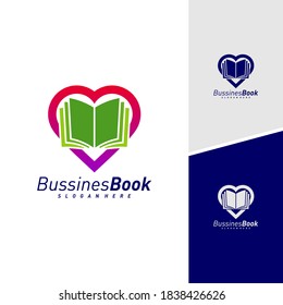 Love Book Logo Design Vektorvorlage, Illustration Book Design Konzept, Symbol