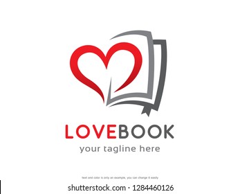 Love Book Logo Template Design Vector, Emblem, Concept Design, Creative Symbol, Icon