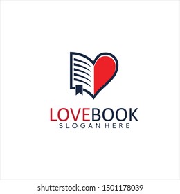 Love Book Logo Template Design Vector, Emblem, Concept Design, Creative Symbol, Icon