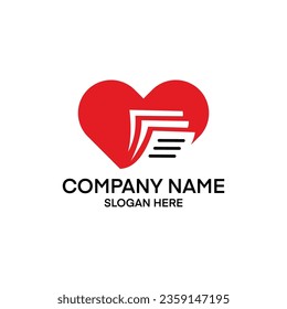 Vector de diseño de plantillas de logotipo del libro de amor, Emblem, diseño de conceptos, símbolo creativo, icono