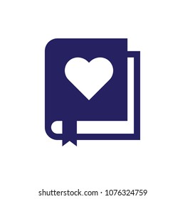 Love book, notebook, love story book with bookmark vector icon