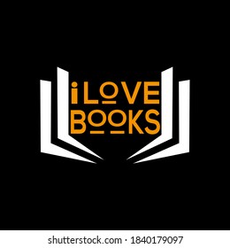 I Love Books Vector T shirt Design 