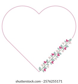Love Borders Frame With Love Pink Flowers And Leaves