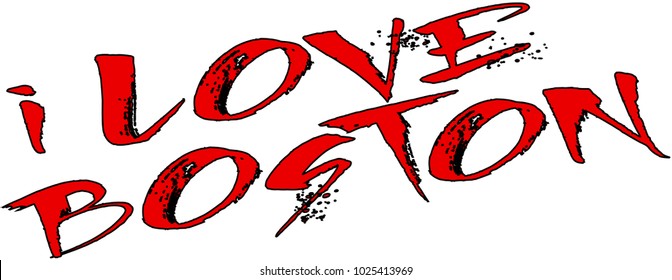 I love Boston text sign illustration on white Background
