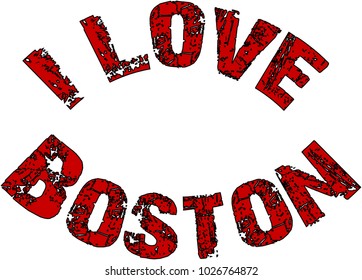 I love Boston text sign illustration on white Background
