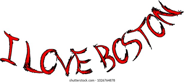 I love Boston text sign illustration on white Background
