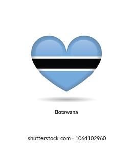 Love Botswana - heart flag. Vector EPS10 Illustration.