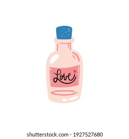 Love bottle. Happy valentines day and weeding design elements. Vector illustration.