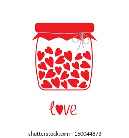 Love bottle with hearts inside. Vector illustration.  Card