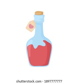 Love bottle icon. Illustration of love potion or poison in glass bottle.