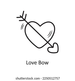 Love Bow vector outline hand draw Icon design illustration. Valentine Symbol on White background EPS 10 File