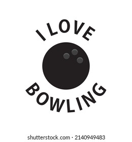 I Love Bowling Illustration Drawing