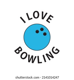 I Love Bowling Illustration Drawing 