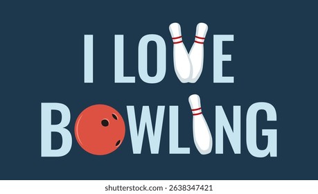I love bowling text design with bowling ball and pin. Perfect for design, game, and sport projects