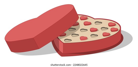 Love. A box of chocolates in the shape of hearts