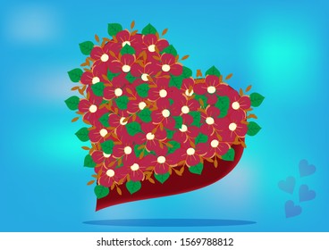 Love box filled with flowers and welcome valentine`s day with love