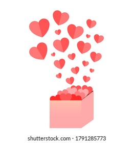 Love box icon. Heart balloon logo. Heart icon. Box to send love and warmth. Illustration vector.