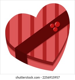 Love Box with Ribbon illustration for valentine element decoration. Flat vector editable