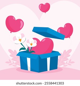 LOVE IN BOX VALENTINE DAY VECTOR ILLUSTRATION BY LYCOLUCKY