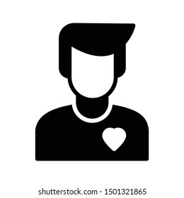 love boy glyph flat vector icon