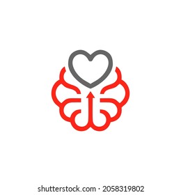 love and brain logo design  combination vector template