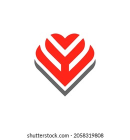 Design-Kombination aus Liebe und Hirn-Logo, Vektorvorlage